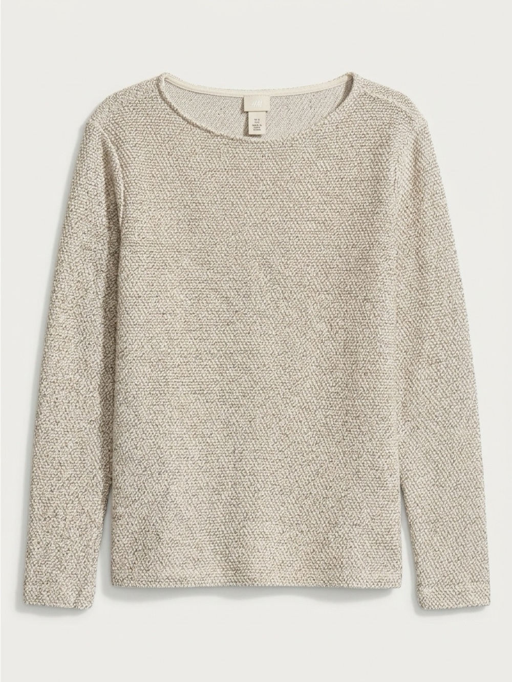 H&M Bouclé Crewneck Sweater in Light Beige